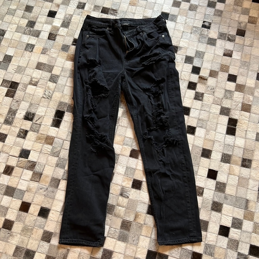 American Eagle mom jeans, distressed